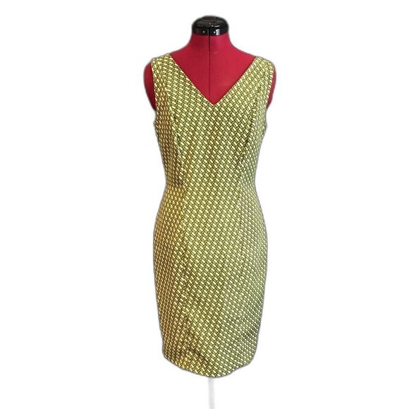 Papillon Dress Women’s Size 6 Green Geometric Sleeveless Sheath - Picture 8 of 9